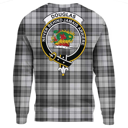 Douglas Grey Modern Tartan Crest Sweatshirt