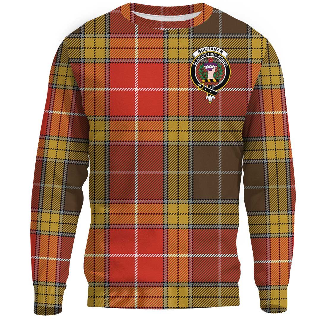 Buchanan Old Set Weathered Tartan Crest Sweatshirt