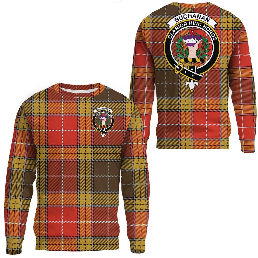 Buchanan Old Set Weathered Tartan Crest Sweatshirt