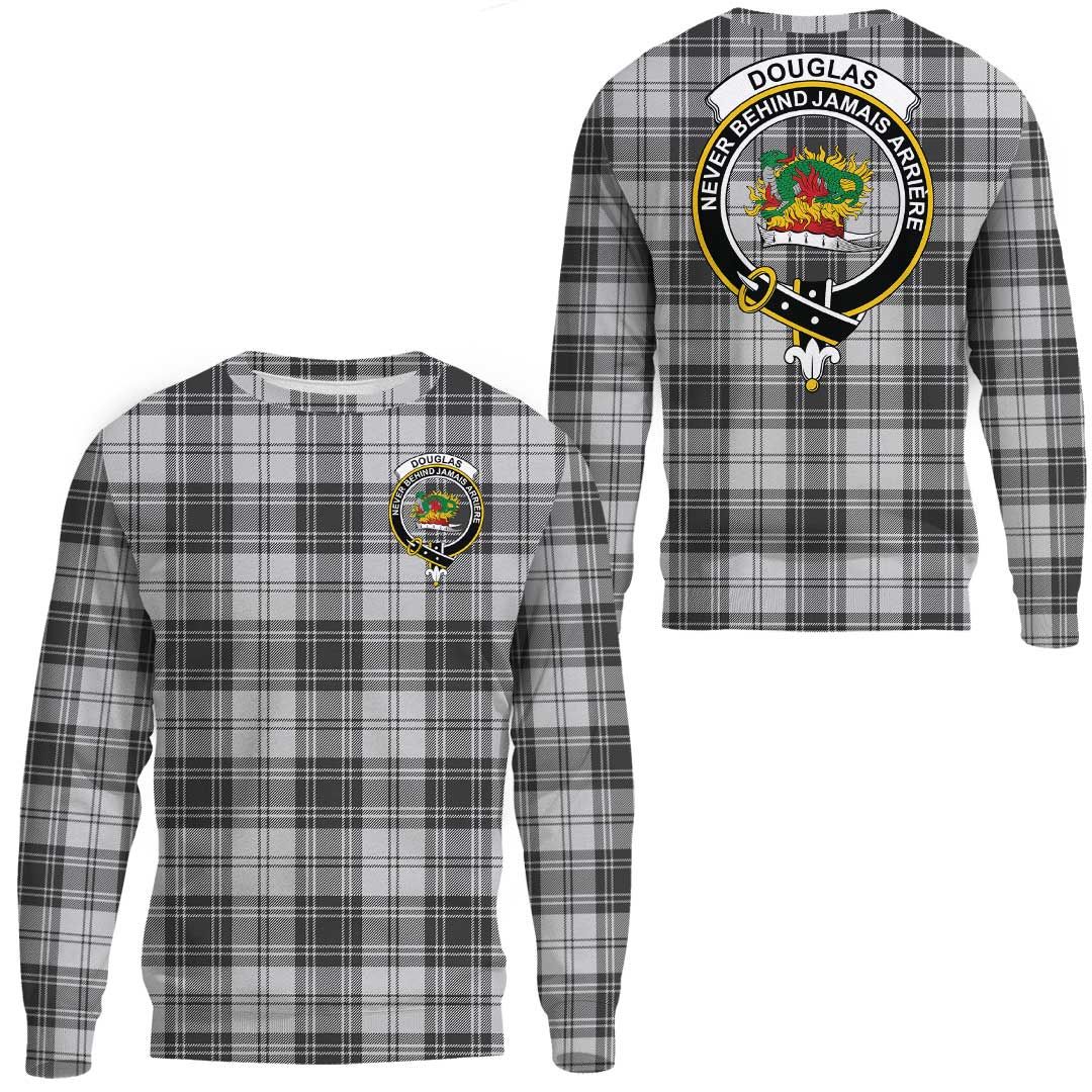 Douglas Grey Modern Tartan Crest Sweatshirt