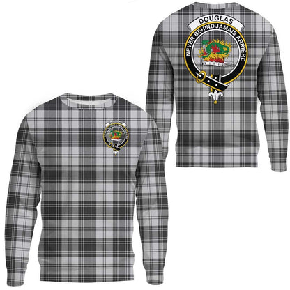 Douglas Grey Modern Tartan Crest Sweatshirt