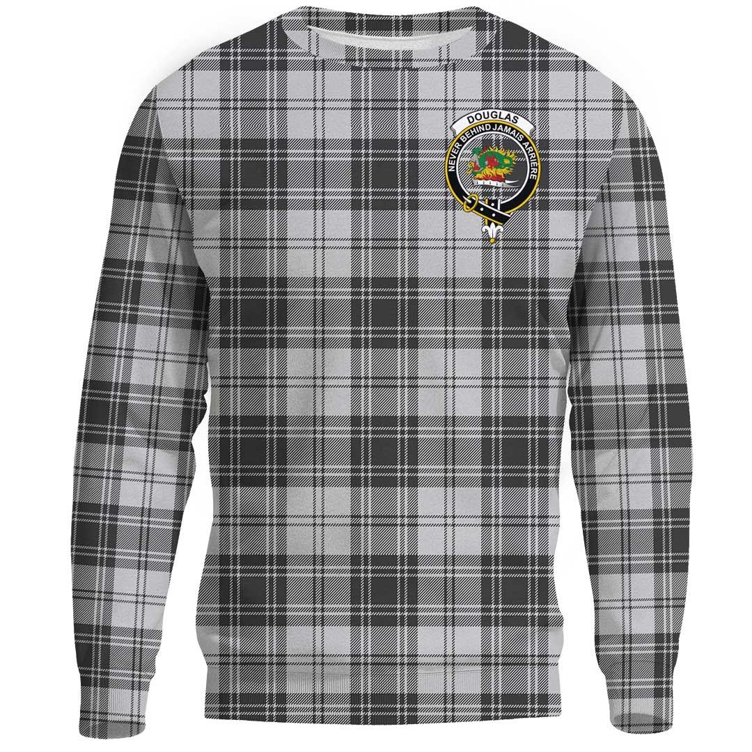 Douglas Grey Modern Tartan Crest Sweatshirt