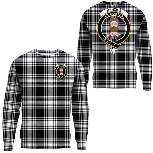 Menzies Black & White Modern Tartan Crest Sweatshirt