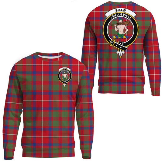 Shaw Red Modern Tartan Crest Sweatshirt