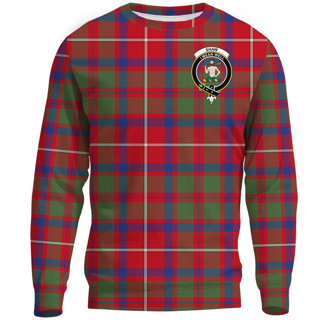 Shaw Red Modern Tartan Crest Sweatshirt