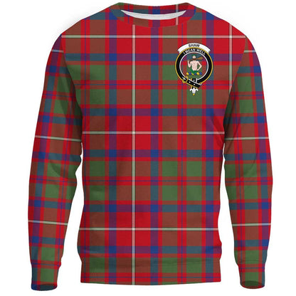 Shaw Red Modern Tartan Crest Sweatshirt