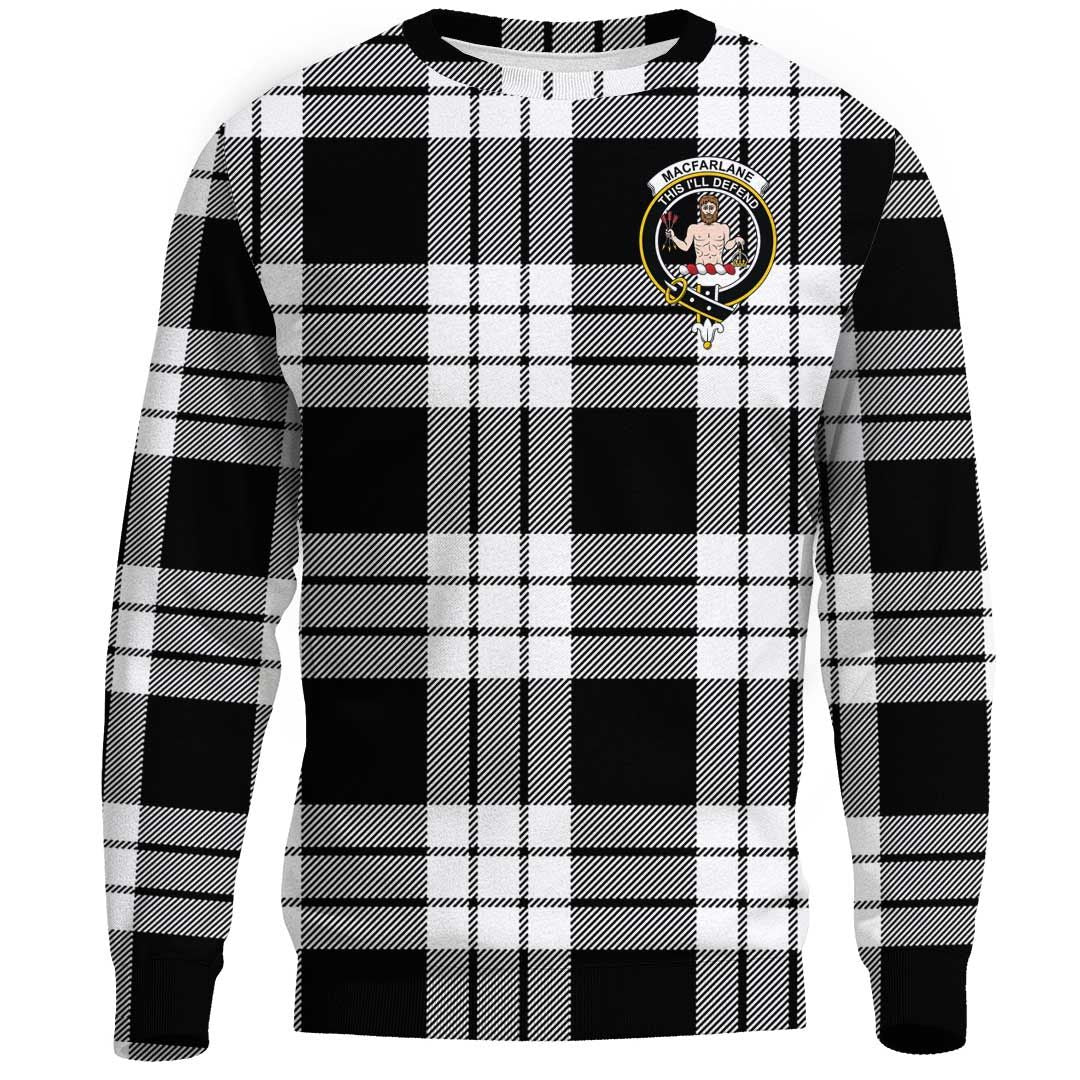 MacFarlane Black & White Ancient Tartan Crest Sweatshirt