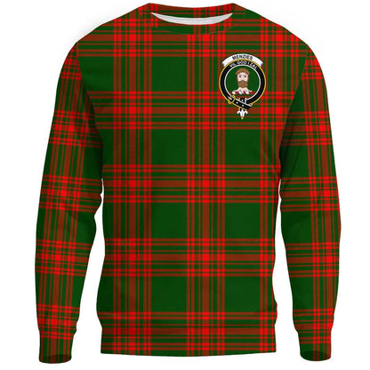 Menzies Green Modern Tartan Crest Sweatshirt