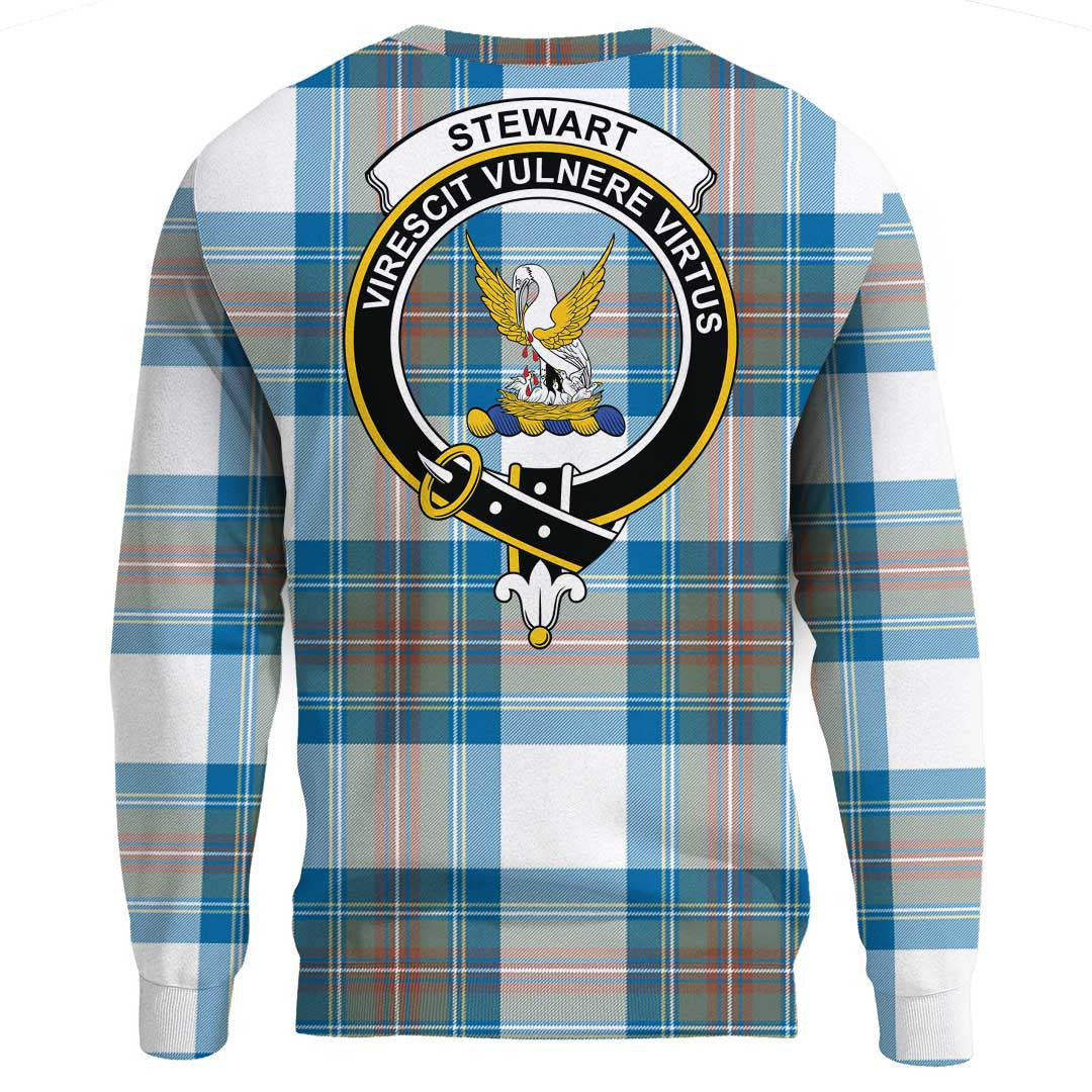 Stewart Muted Blue Tartan Crest Sweatshirt