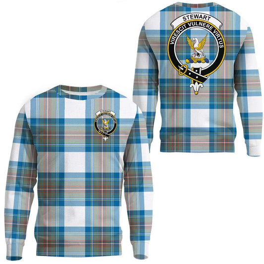 Stewart Muted Blue Tartan Crest Sweatshirt