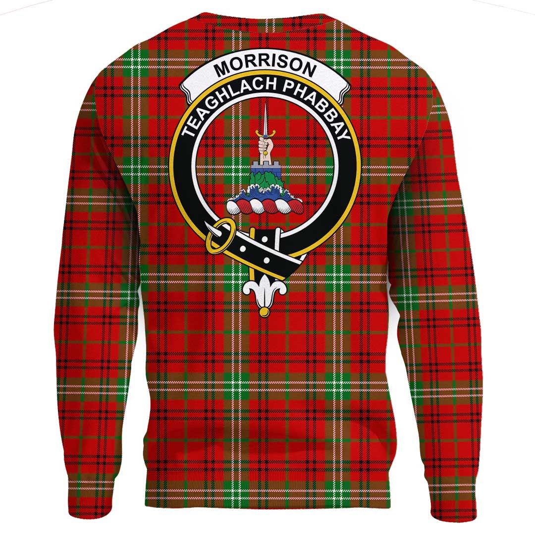 Morrison Red Modern Tartan Crest Sweatshirt