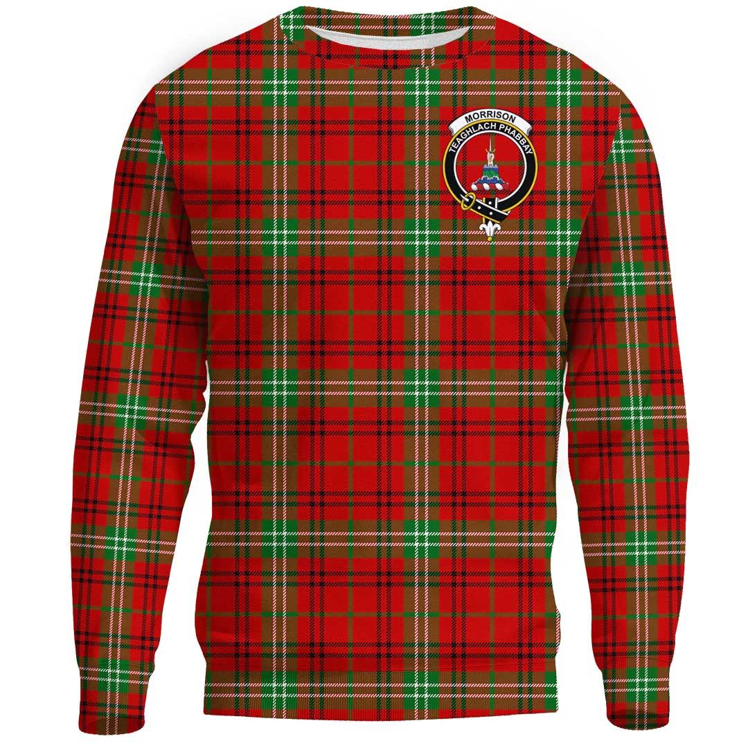 Morrison Red Modern Tartan Crest Sweatshirt