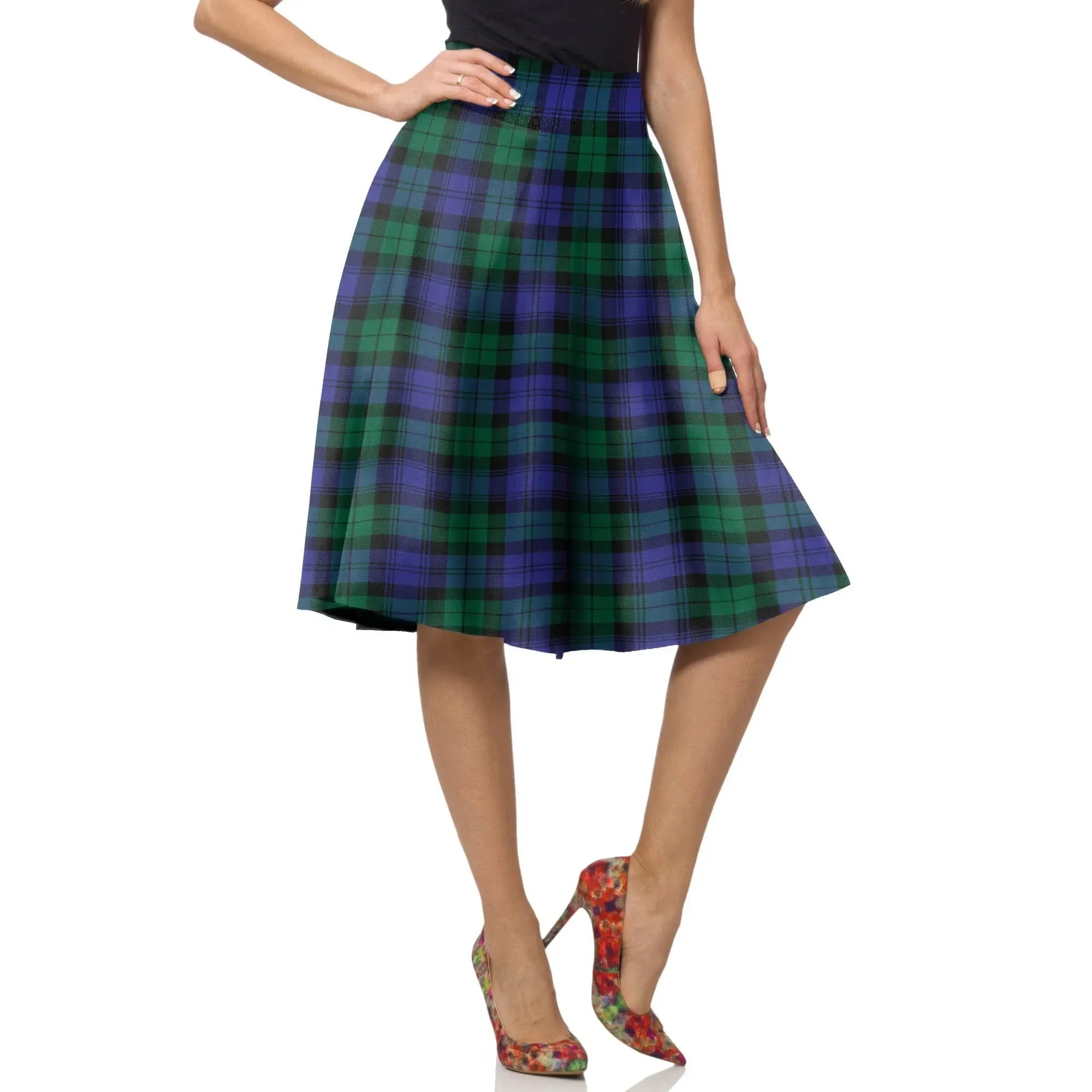 Blackwatch Modern Tartan Plaid Ladies Skirt