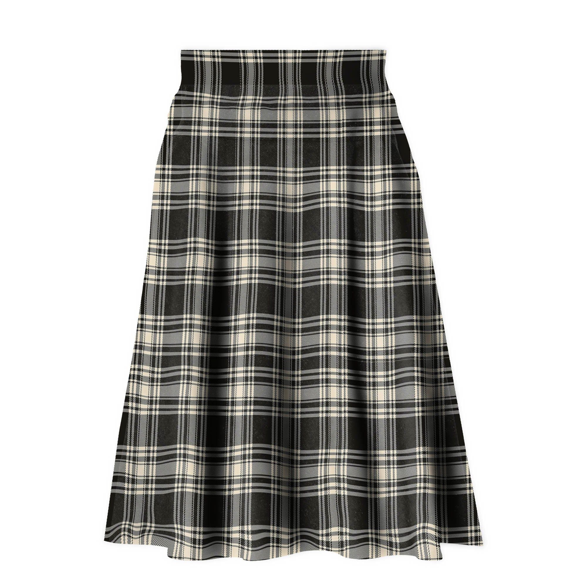 Menzies Black & White Ancient Tartan Plaid Ladies Skirt