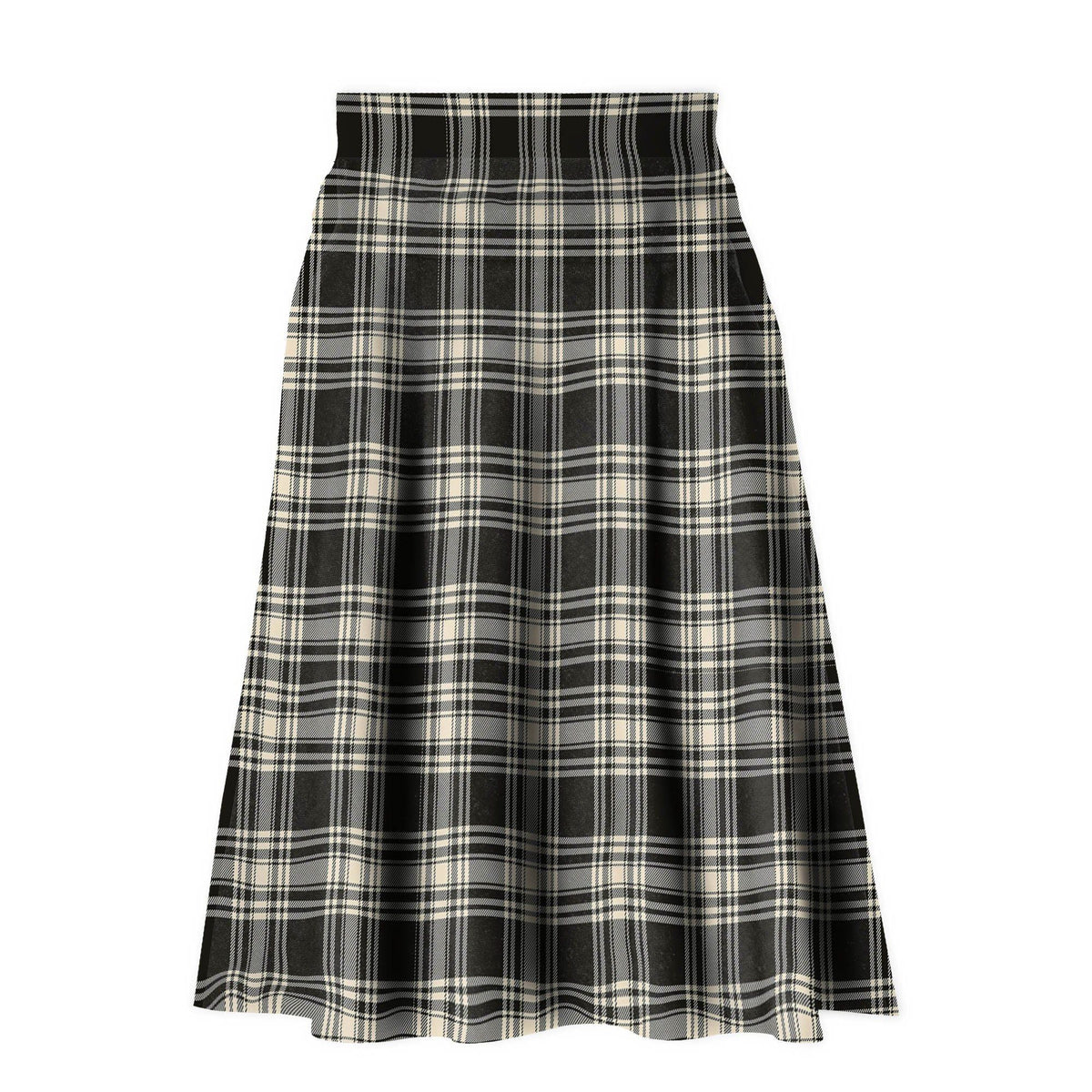 Menzies Black & White Ancient Tartan Plaid Ladies Skirt