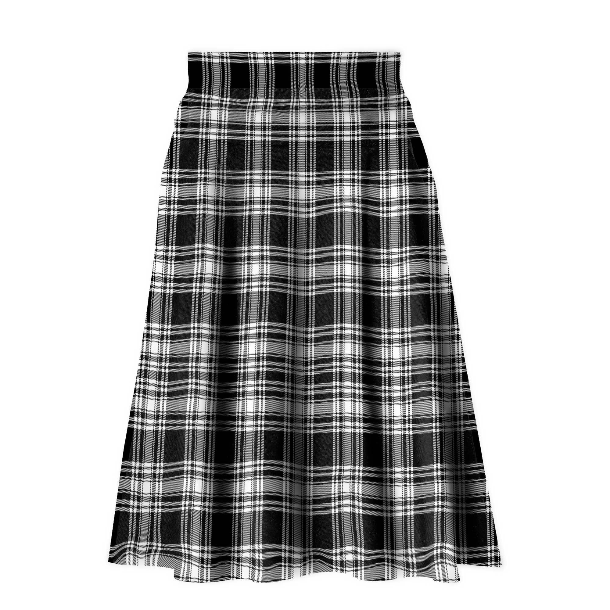 Menzies Black & White Modern Tartan Plaid Ladies Skirt