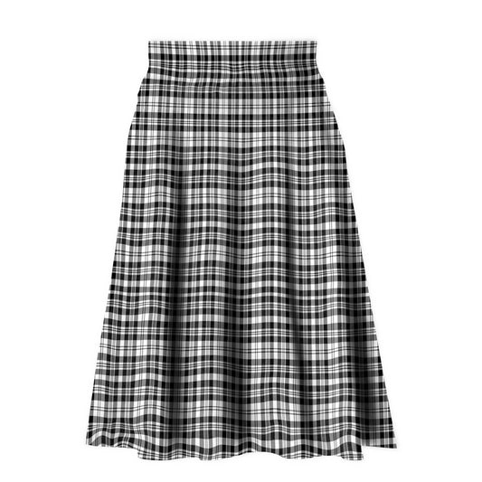 Scott Black & White Modern Tartan Plaid Ladies Skirt