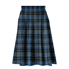 Clergy Blue Tartan Plaid Ladies Skirt