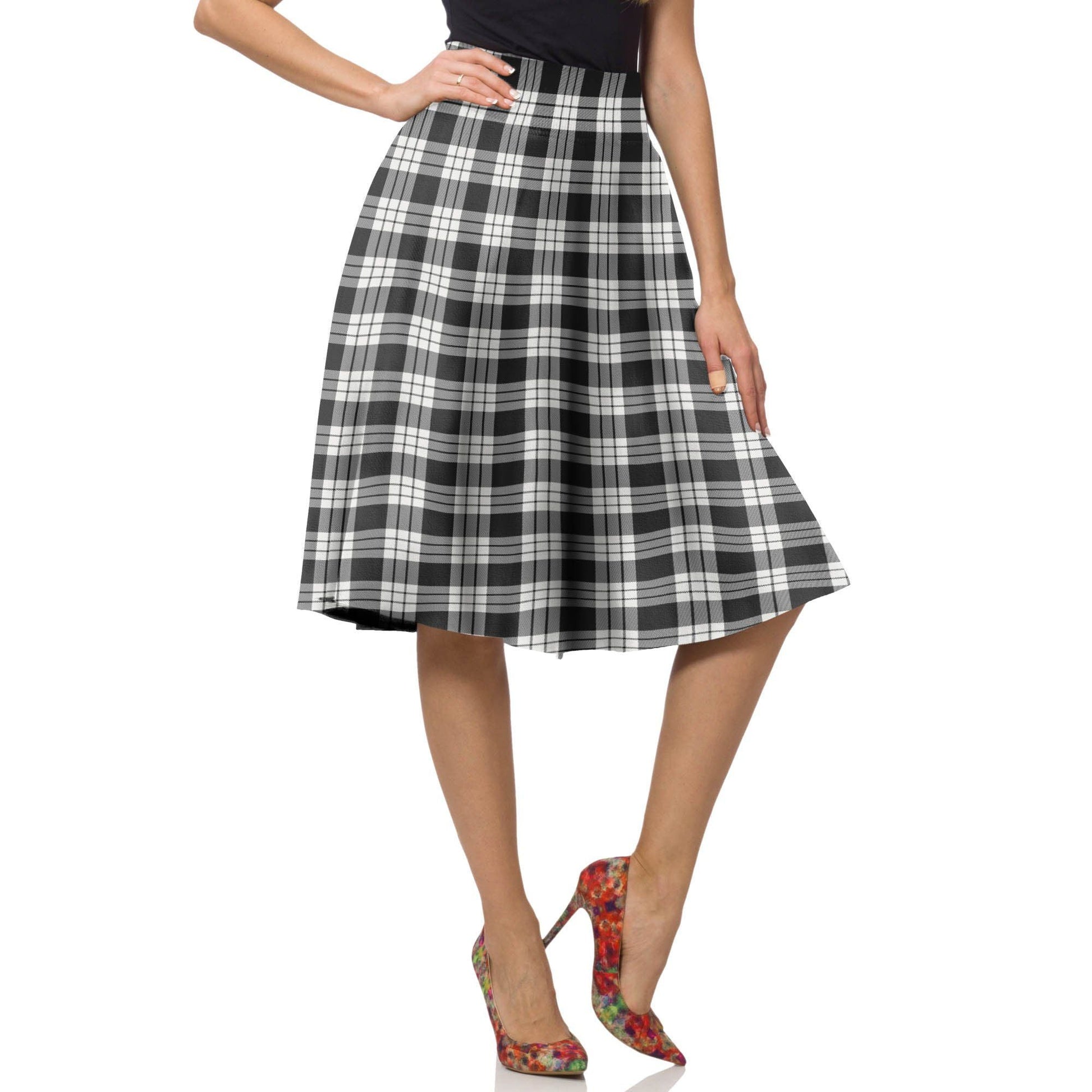 MacFarlane Black & White Ancient Tartan Plaid Ladies Skirt