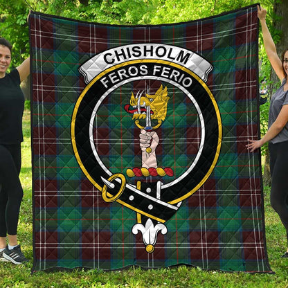 Chisholm Hunting Ancient Tartan Crest Quilt