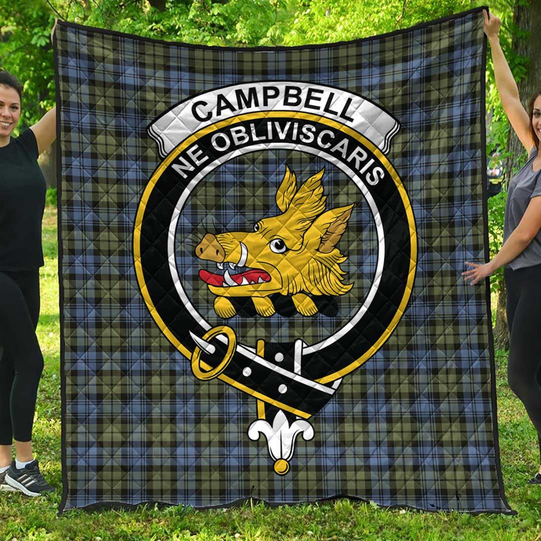 Campbell Faded Tartan Crest Quilt