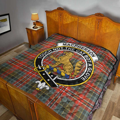 MacPherson Weathered Tartan Crest Quilt