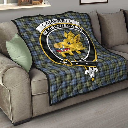 Campbell Faded Tartan Crest Quilt