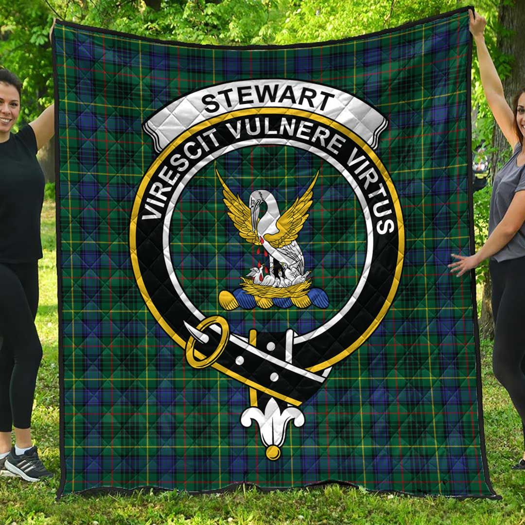 Stewart Hunting Modern Tartan Crest Quilt