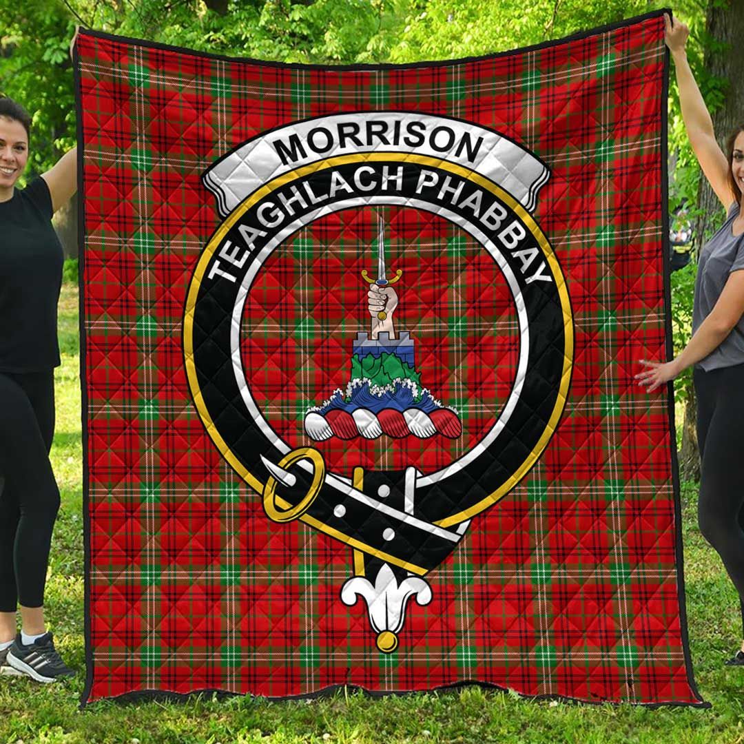 Morrison Red Modern Tartan Crest Quilt