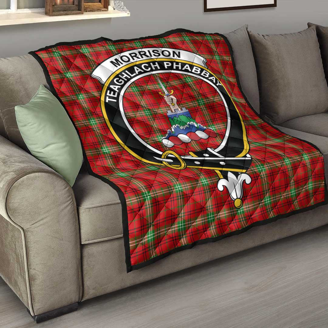 Morrison Red Modern Tartan Crest Quilt