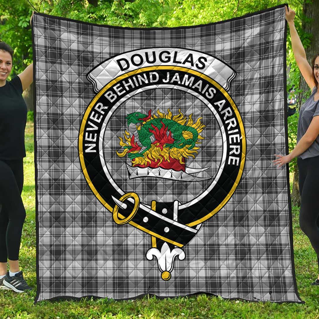 Douglas Grey Modern Tartan Crest Quilt