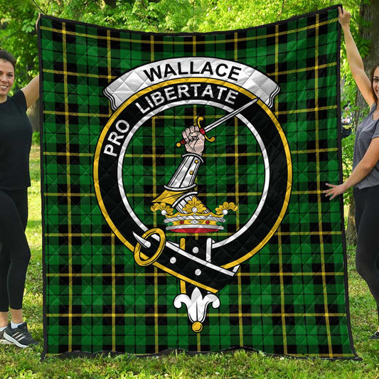 Wallace Hunting Green Tartan Crest Quilt