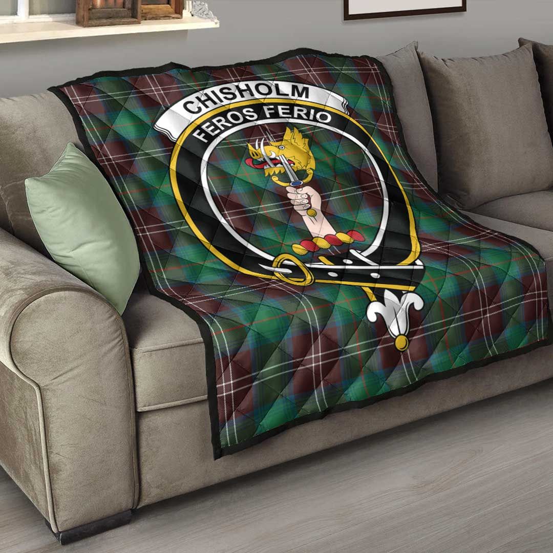 Chisholm Hunting Ancient Tartan Crest Quilt