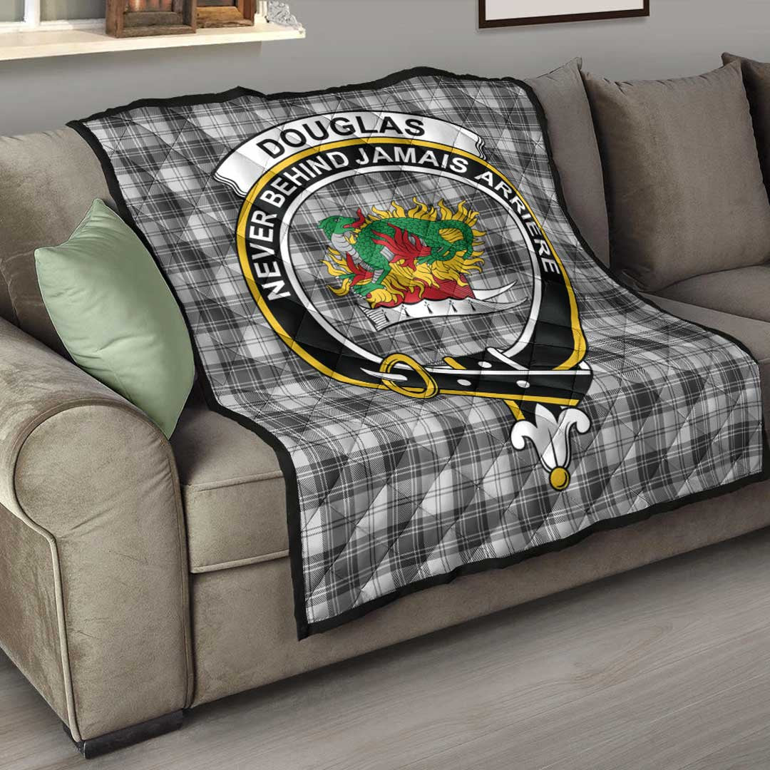 Douglas Grey Modern Tartan Crest Quilt