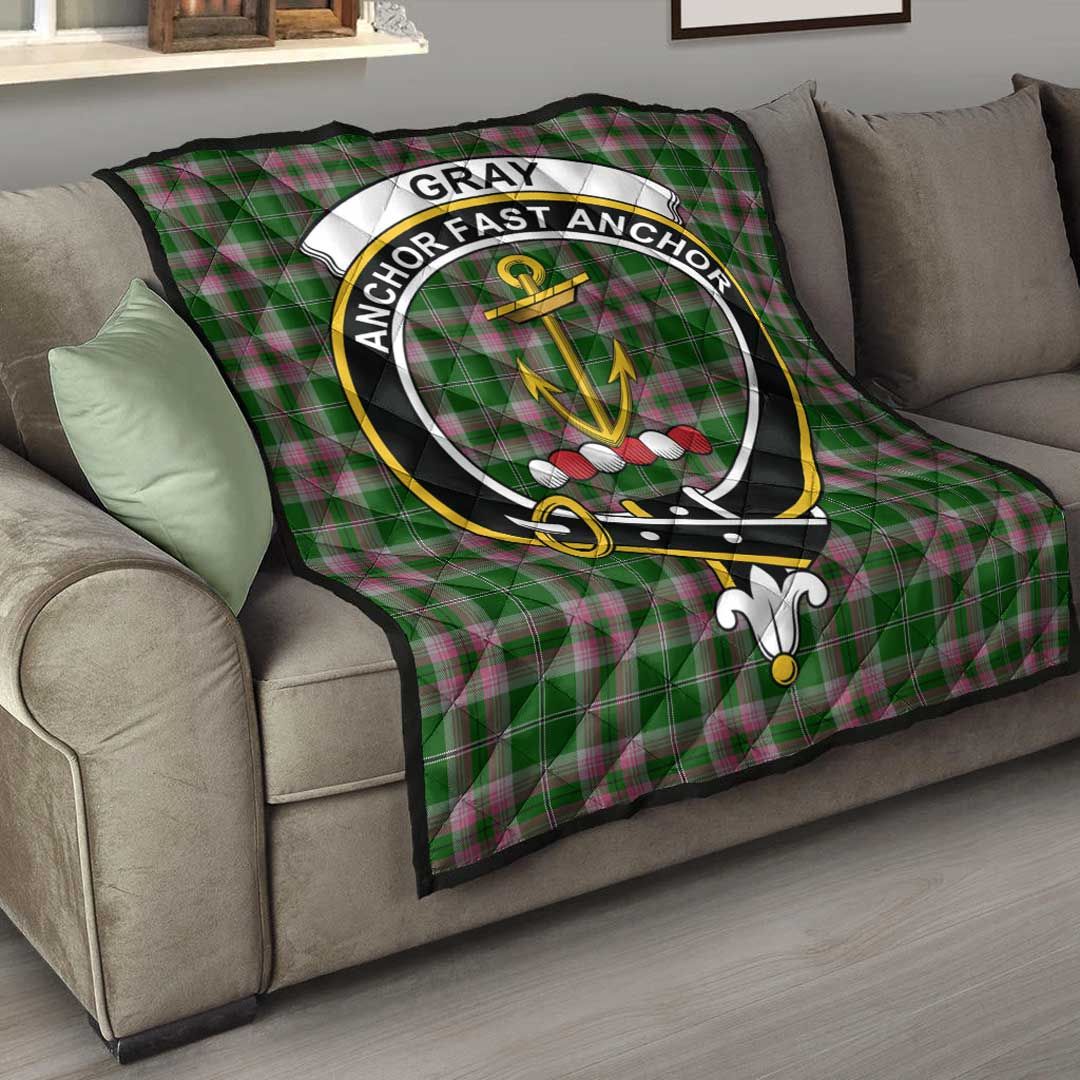 Gray Tartan Crest Quilt