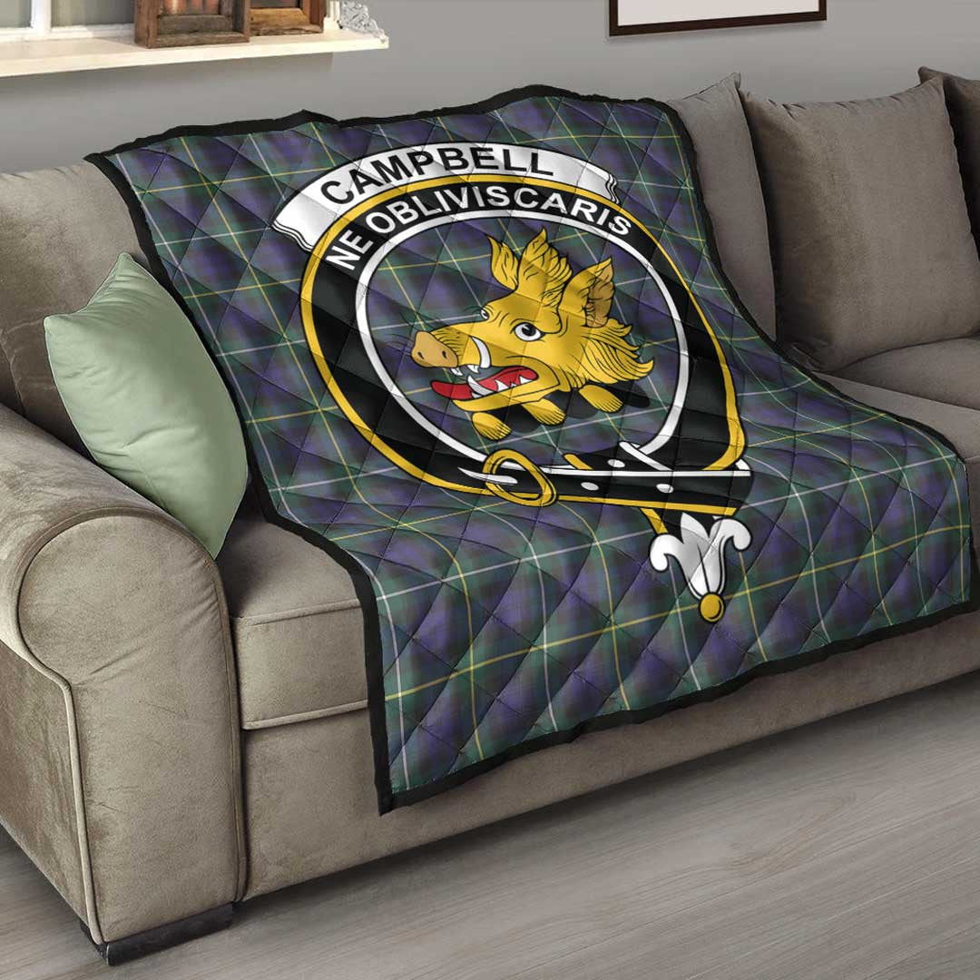 Campbell Argyll Modern Tartan Crest Quilt