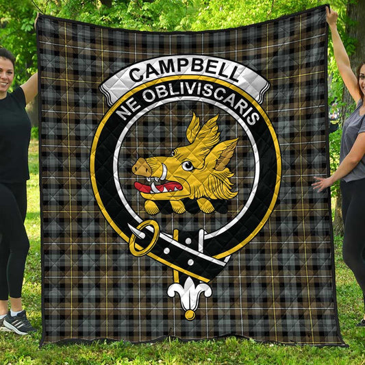 Campbell Argyll Weathered Tartan Crest Quilt