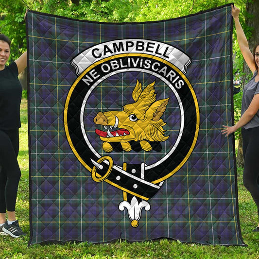 Campbell Argyll Modern Tartan Crest Quilt