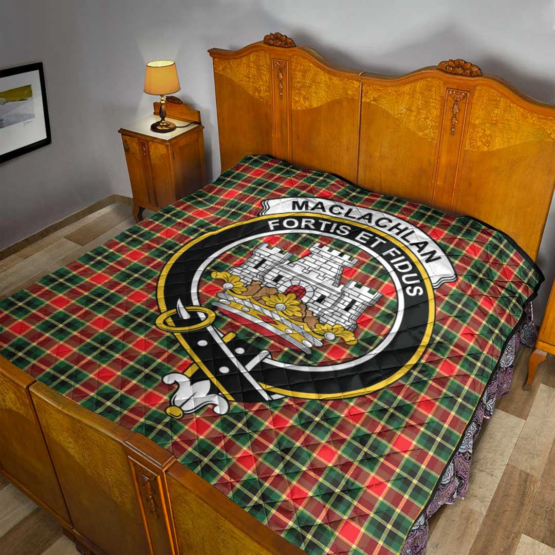 MacLachlan Hunting Modern Tartan Crest Quilt