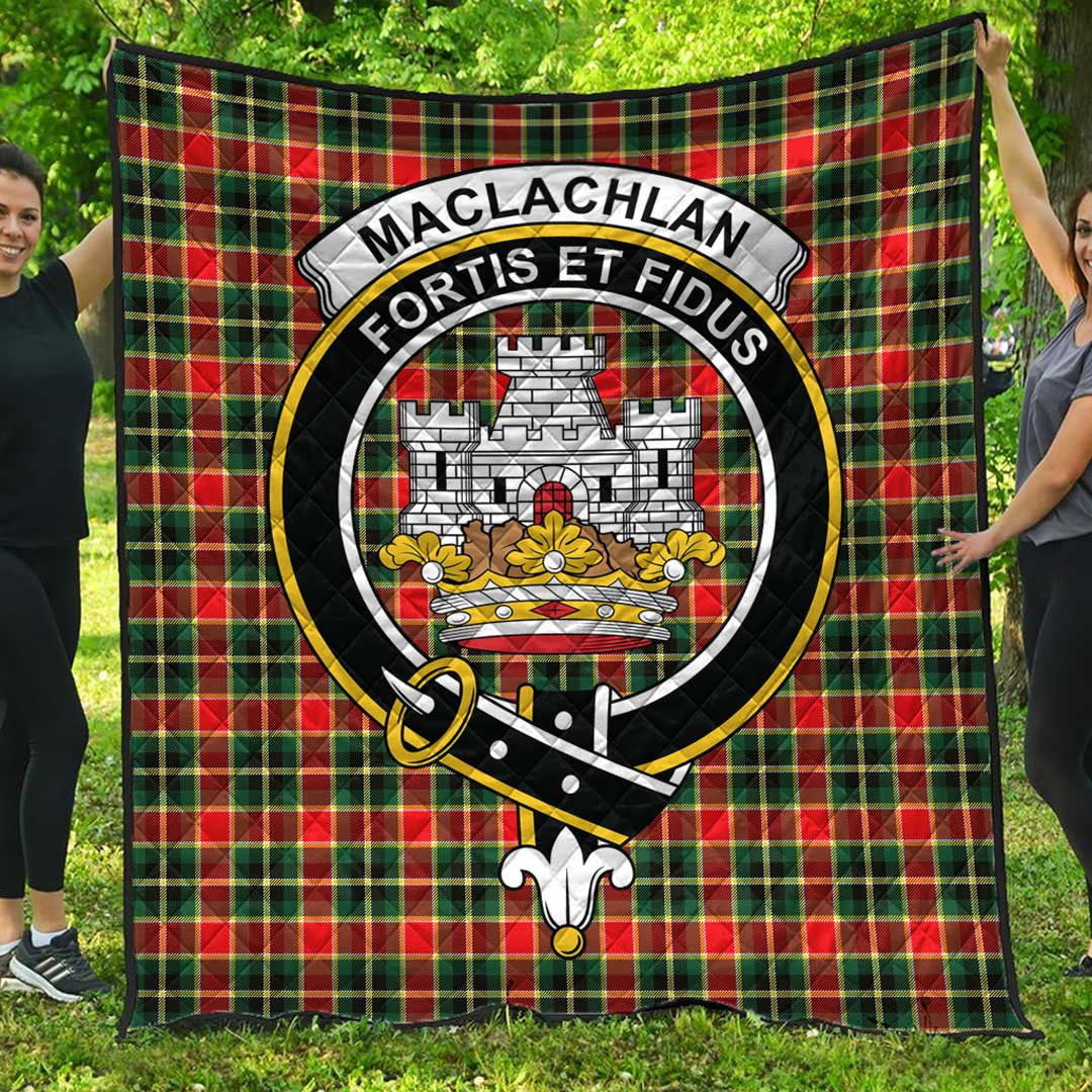 MacLachlan Hunting Modern Tartan Crest Quilt