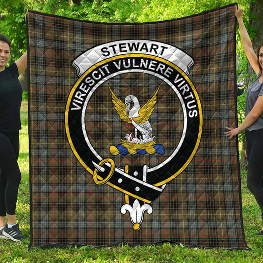 Stewart Hunting Weathered Tartan Crest Quilt