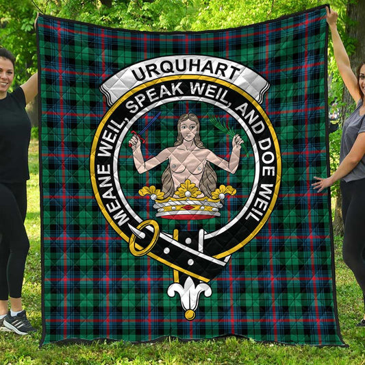 Urquhart Broad Red Ancient Tartan Crest Quilt