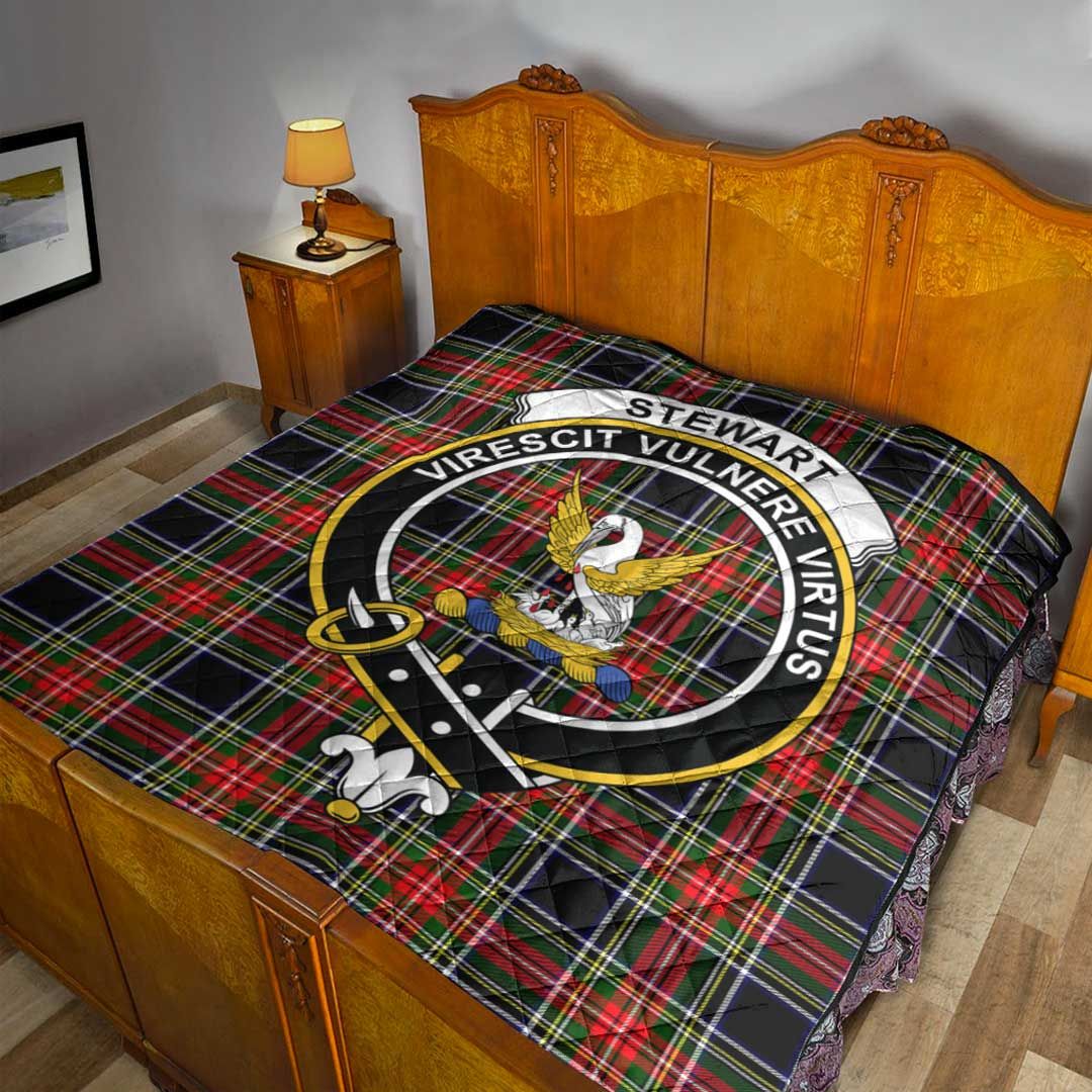 Stewart Black Tartan Crest Quilt