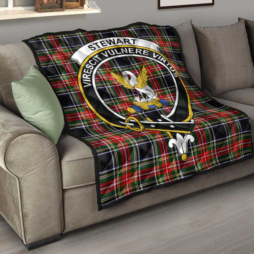 Stewart Black Tartan Crest Quilt