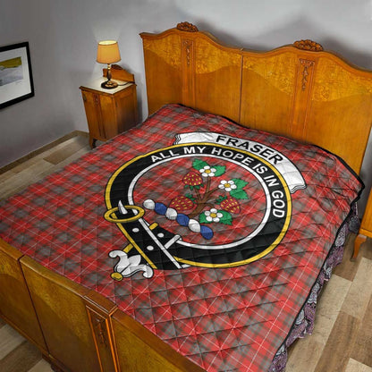 Fraser Weathered Tartan Crest Quilt