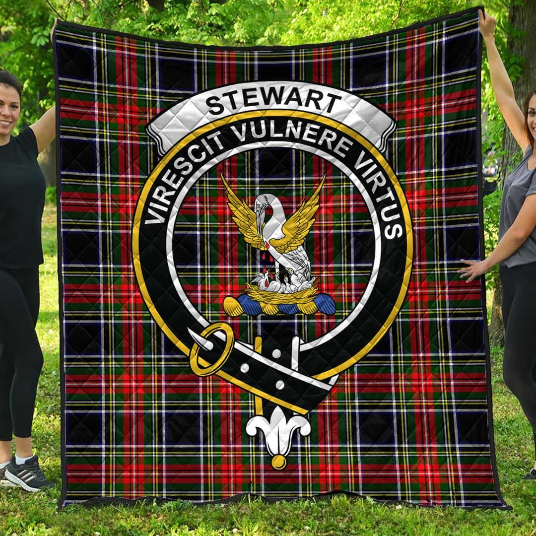 Stewart Black Tartan Crest Quilt