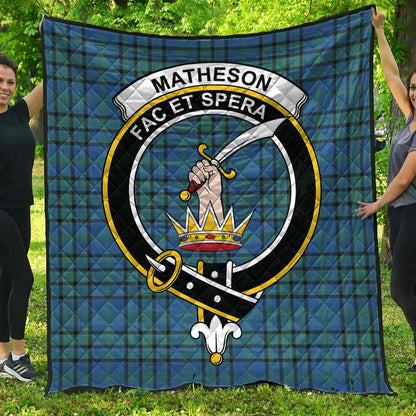 Matheson Hunting Ancient Tartan Crest Quilt