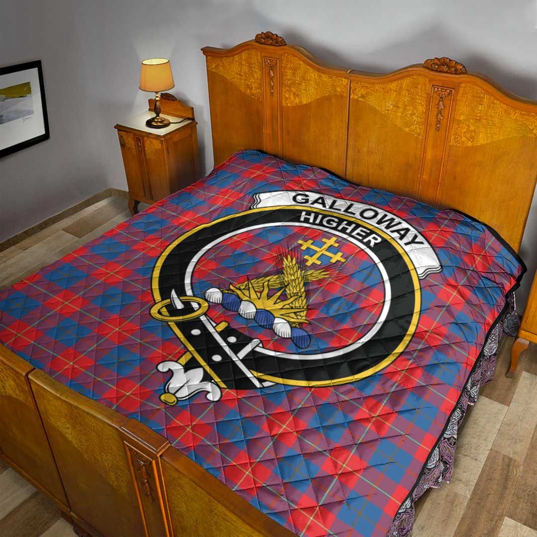 Galloway Red Tartan Crest Quilt
