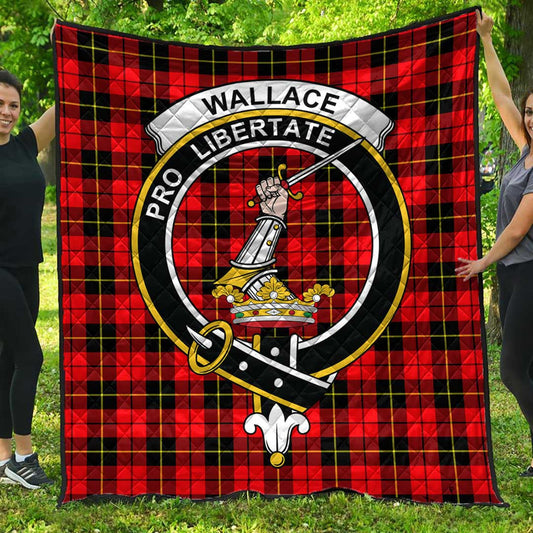 Wallace Hunting Red Tartan Crest Quilt