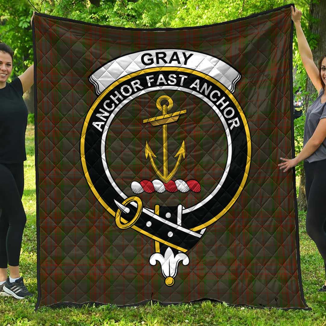 Gray Hunting Tartan Crest Quilt